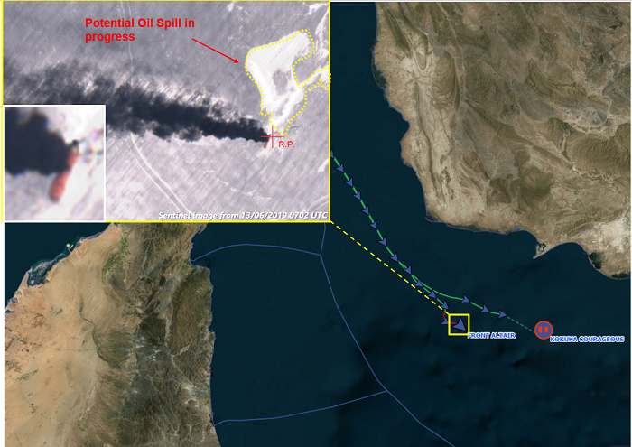 Front Altair attacked oil spill sentinel-2