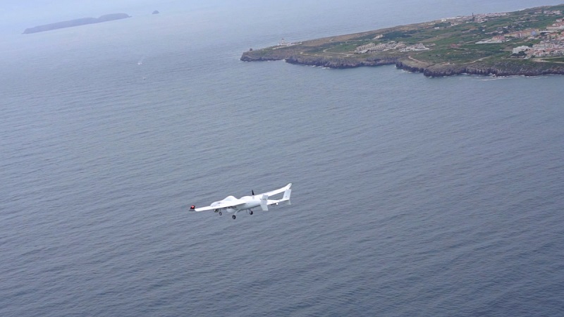 drone flying over the sea