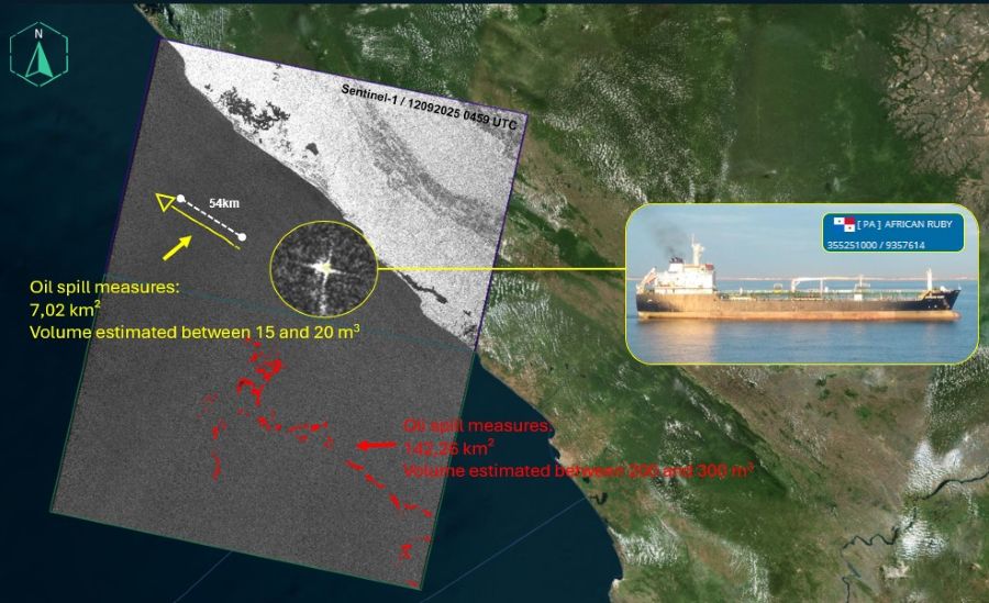 satellite oil spill detection Gabon with MAS